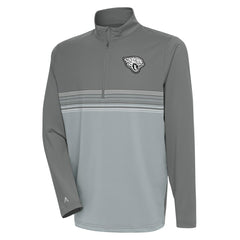 Jacksonville Jaguars Antigua Metallic Logo Pace Quarter-Zip Pullover Top - Steel - NFL