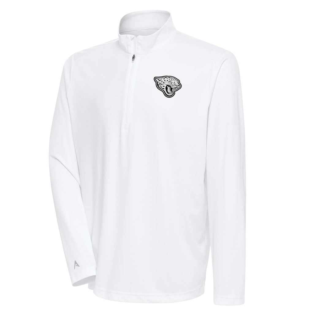 Jacksonville Jaguars Antigua Metallic Logo Tribute Quarter-Zip Top - White - NFL