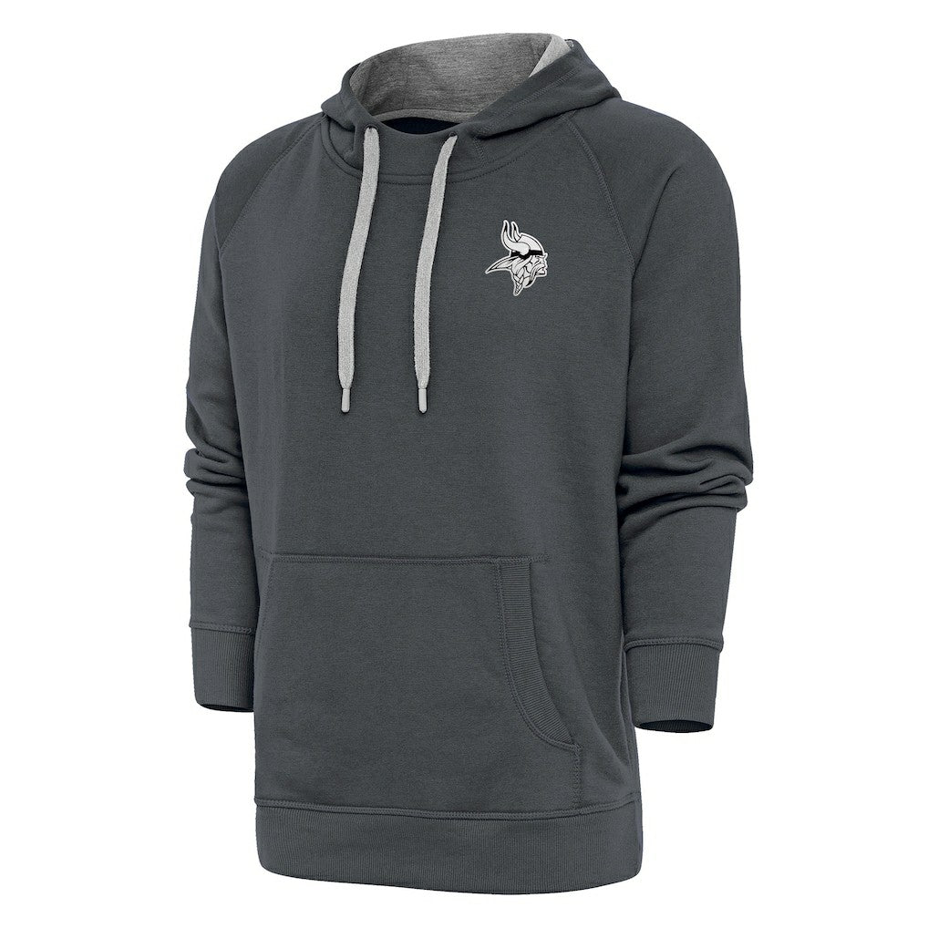Minnesota Vikings Antigua Metallic Logo Victory Pullover Hoodie - Charcoal - NFL