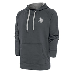 Minnesota Vikings Antigua Metallic Logo Victory Pullover Hoodie - Charcoal - NFL