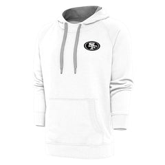 San Francisco 49ers Antigua Metallic Logo Victory Pullover Hoodie - White - NFL