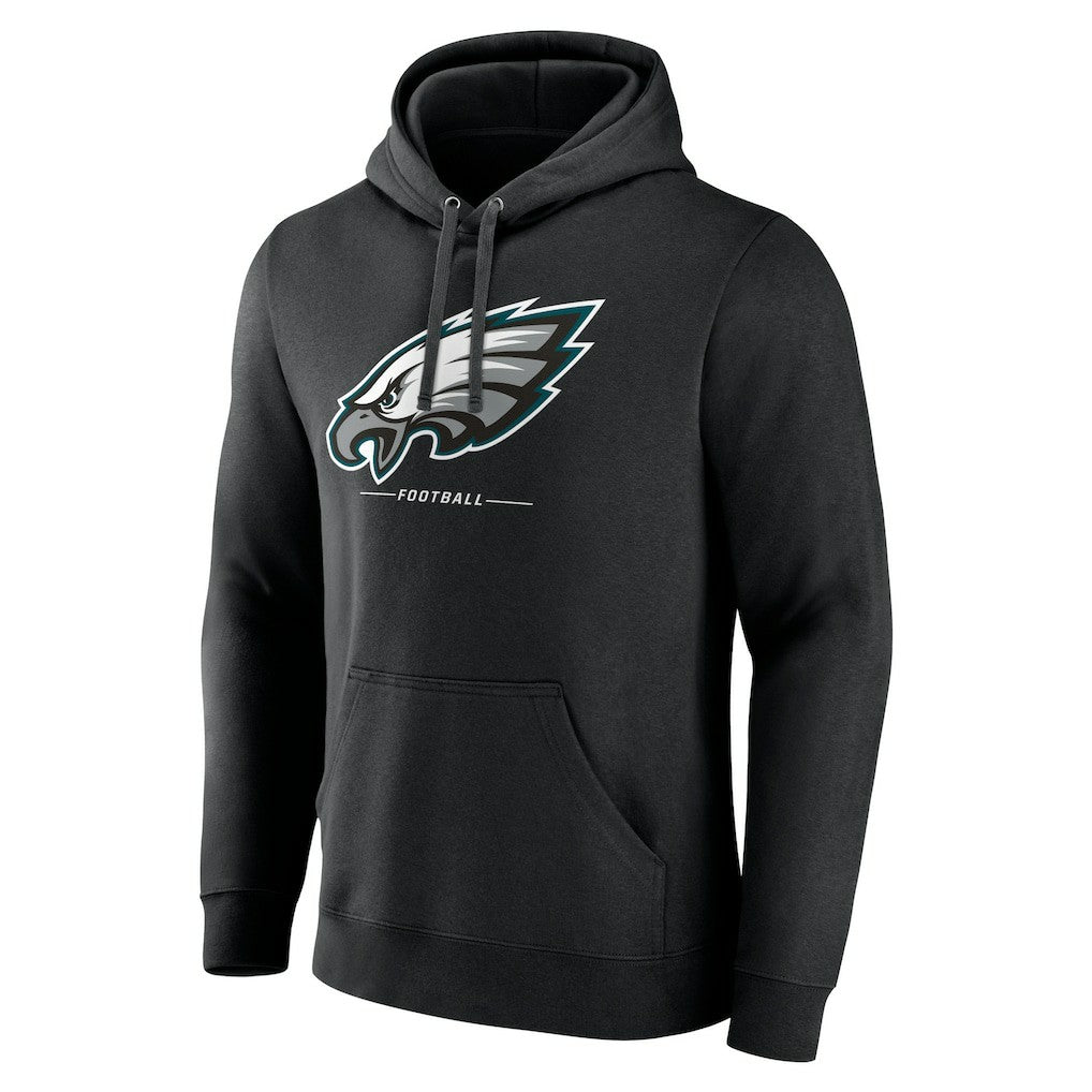 Philadelphia Eagles Logo Team Lockup Fitted Pullover Hoodie - Black - NFL