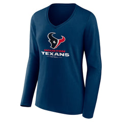 Houston Texans Women's Logo Team Lockup Long Sleeve V-Neck T-Shirt - Navy - NFL