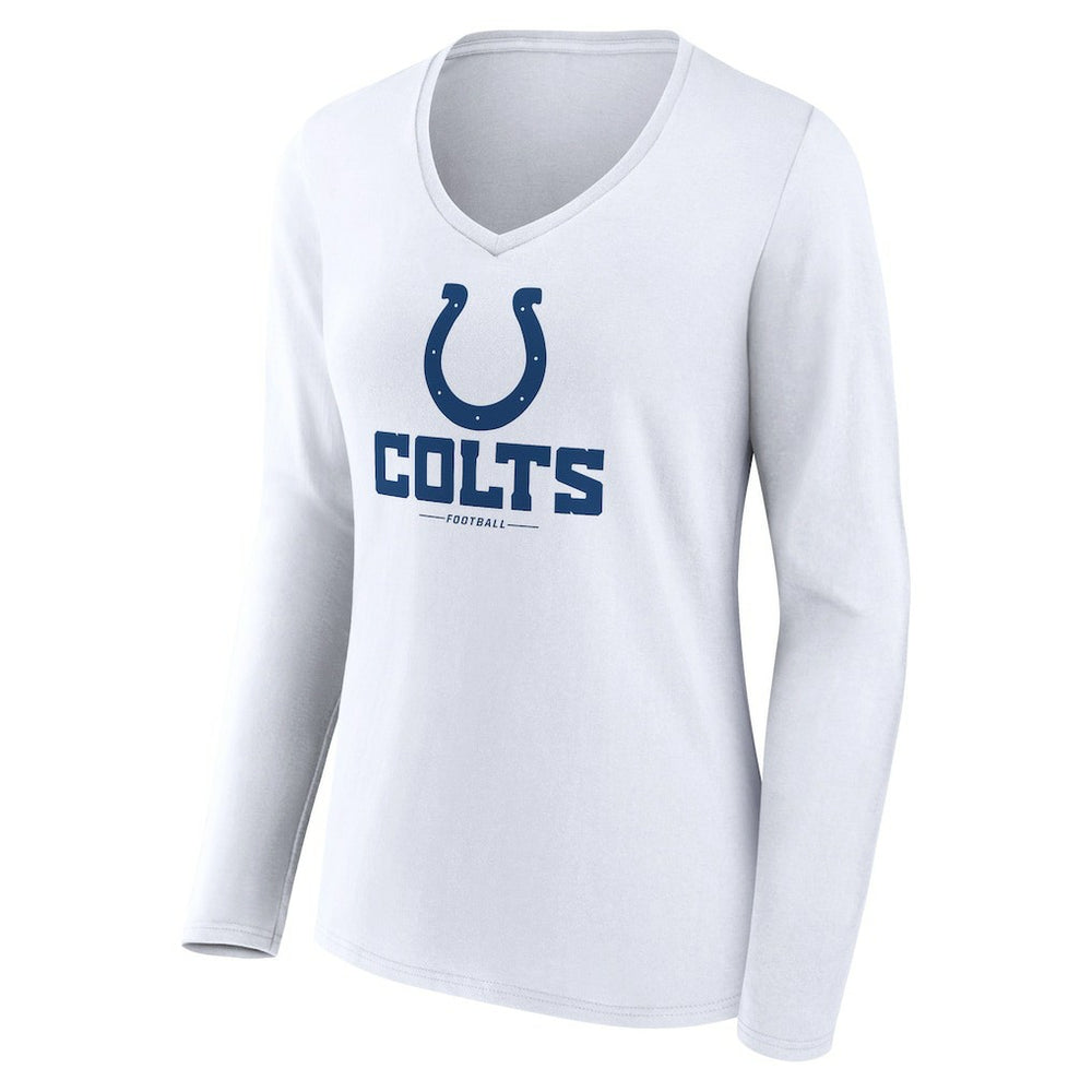 Indianapolis Colts Women's Logo Team Lockup Long Sleeve V-Neck T-Shirt - White - NFL
