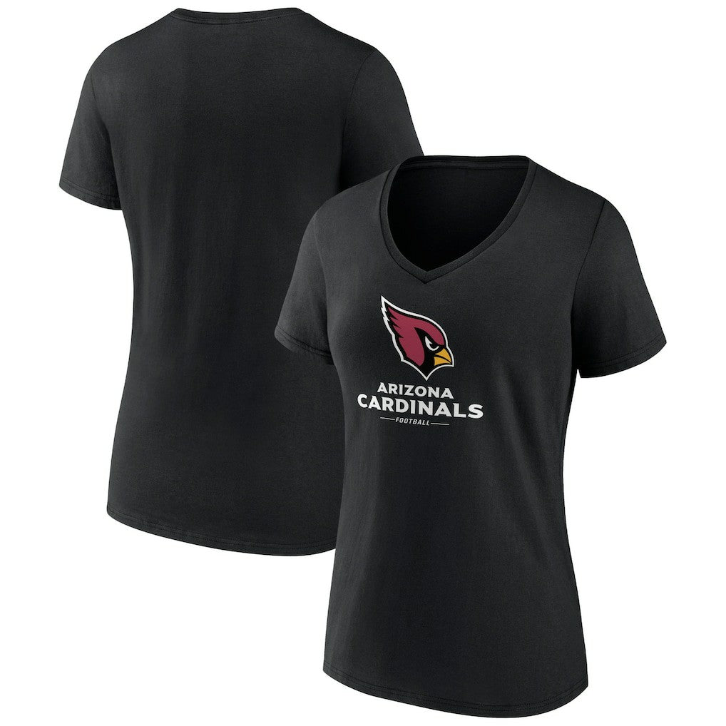 Arizona Cardinals Women's Logo Team Lockup V-Neck T-Shirt - Black - NFL