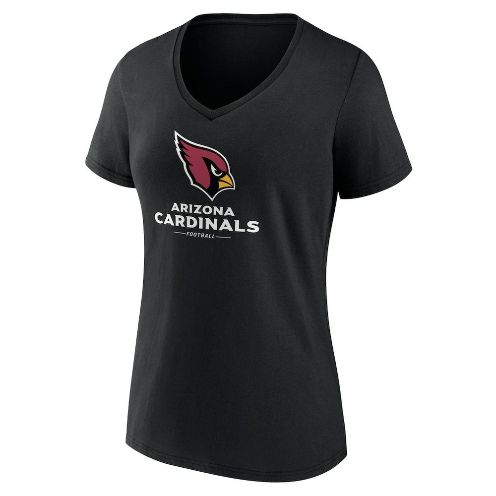Arizona Cardinals Women's Logo Team Lockup V-Neck T-Shirt - Black - NFL