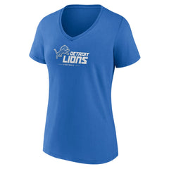 Detroit Lions Women's Logo Team Lockup V-Neck T-Shirt - Blue - NFL