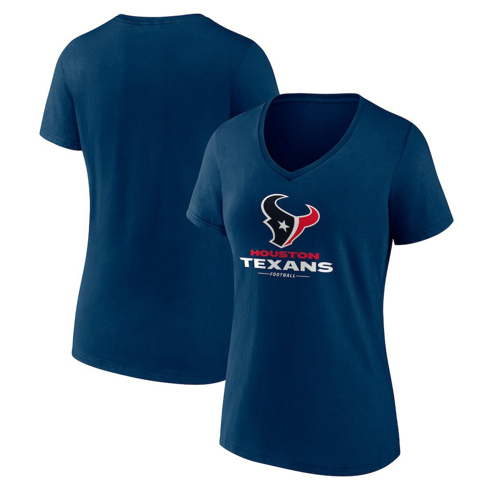 Houston Texans Women's Logo Team Lockup V-Neck T-Shirt - Navy - NFL