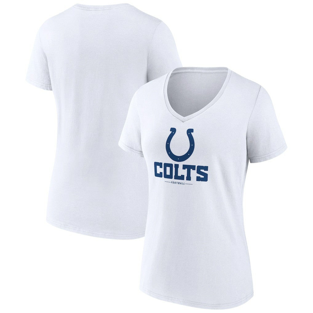 Indianapolis Colts Women's Logo Team Lockup V-Neck T-Shirt - White - NFL