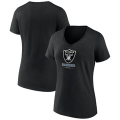 Las Vegas Raiders Women's Logo Team Lockup V-Neck T-Shirt - Black - NFL