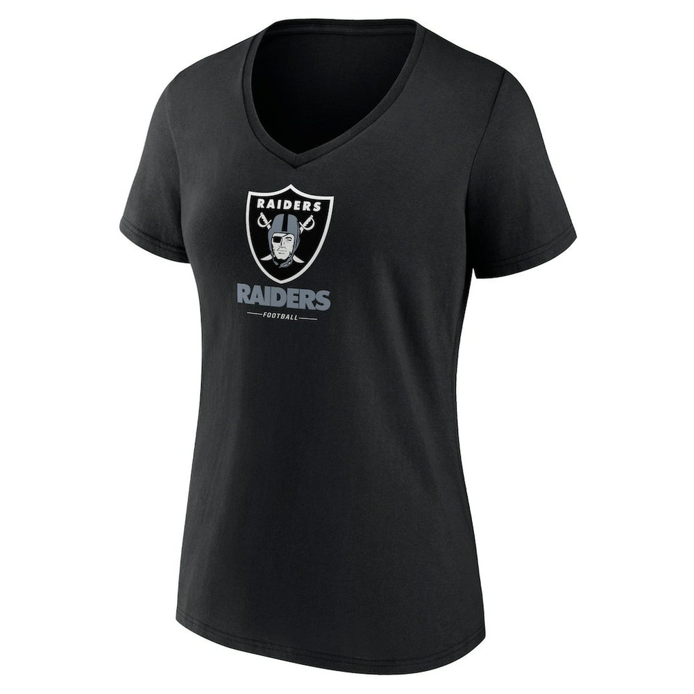 Las Vegas Raiders Women's Logo Team Lockup V-Neck T-Shirt - Black - NFL