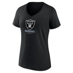Las Vegas Raiders Women's Logo Team Lockup V-Neck T-Shirt - Black - NFL