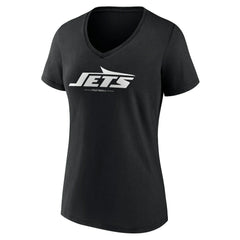 New York Jets Women's Logo Team Lockup V-Neck T-Shirt - Black - NFL