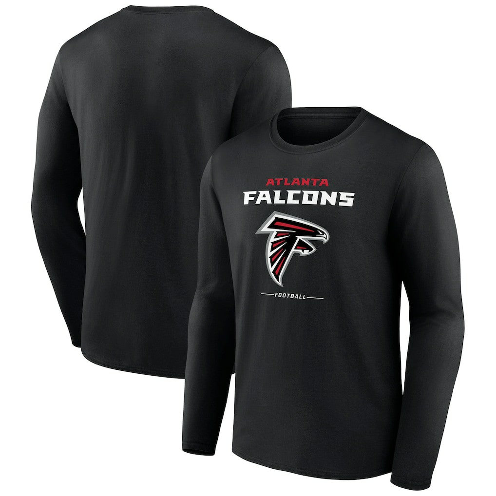 Atlanta Falcons Logo Team Lockup Long Sleeve T-Shirt - Black - NFL