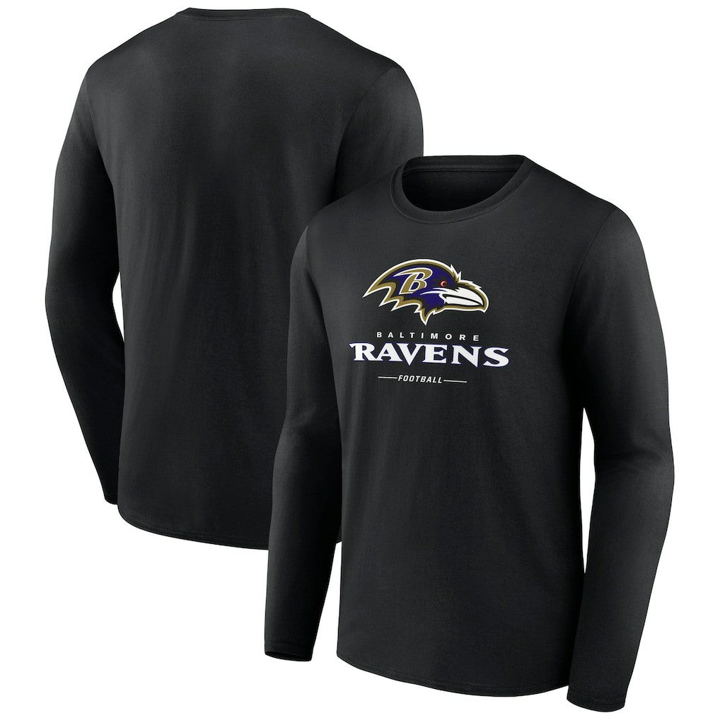 Baltimore Ravens Logo Team Lockup Long Sleeve T-Shirt - Black - NFL