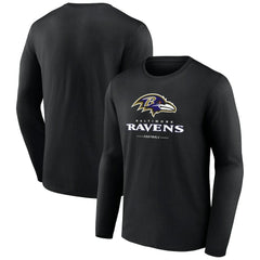 Baltimore Ravens Logo Team Lockup Long Sleeve T-Shirt - Black - NFL