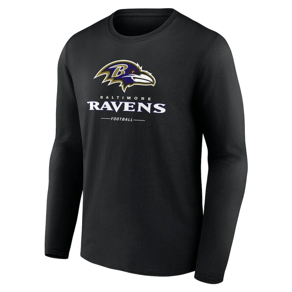 Baltimore Ravens Logo Team Lockup Long Sleeve T-Shirt - Black - NFL