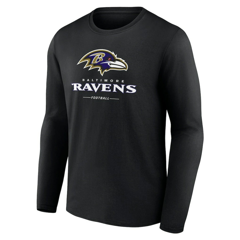 Baltimore Ravens Logo Team Lockup Long Sleeve T-Shirt - Black - NFL