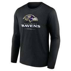 Baltimore Ravens Logo Team Lockup Long Sleeve T-Shirt - Black - NFL