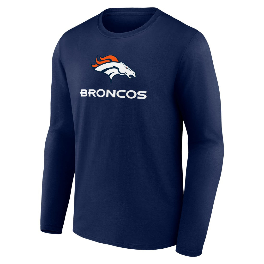 Denver Broncos Logo Team Lockup Long Sleeve T-Shirt - Navy - NFL