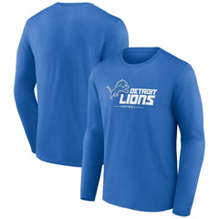 Detroit Lions Logo Team Lockup Long Sleeve T-Shirt - Blue - NFL