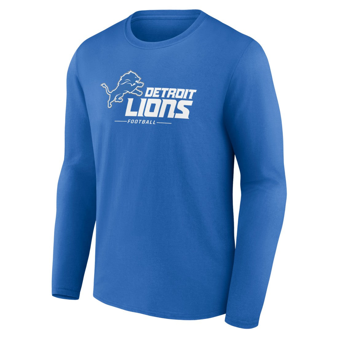 Detroit Lions Logo Team Lockup Long Sleeve T-Shirt - Blue - NFL