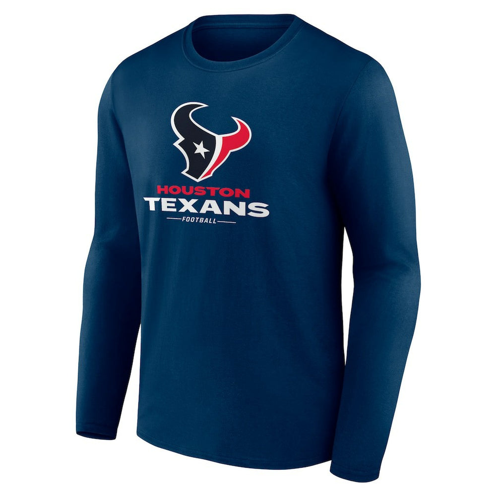 Houston Texans Logo Team Lockup Long Sleeve T-Shirt - Navy - NFL