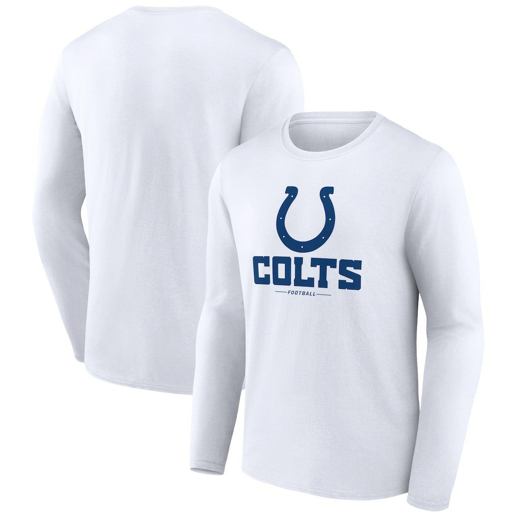 Indianapolis Colts Logo Team Lockup Long Sleeve T-Shirt - White - NFL