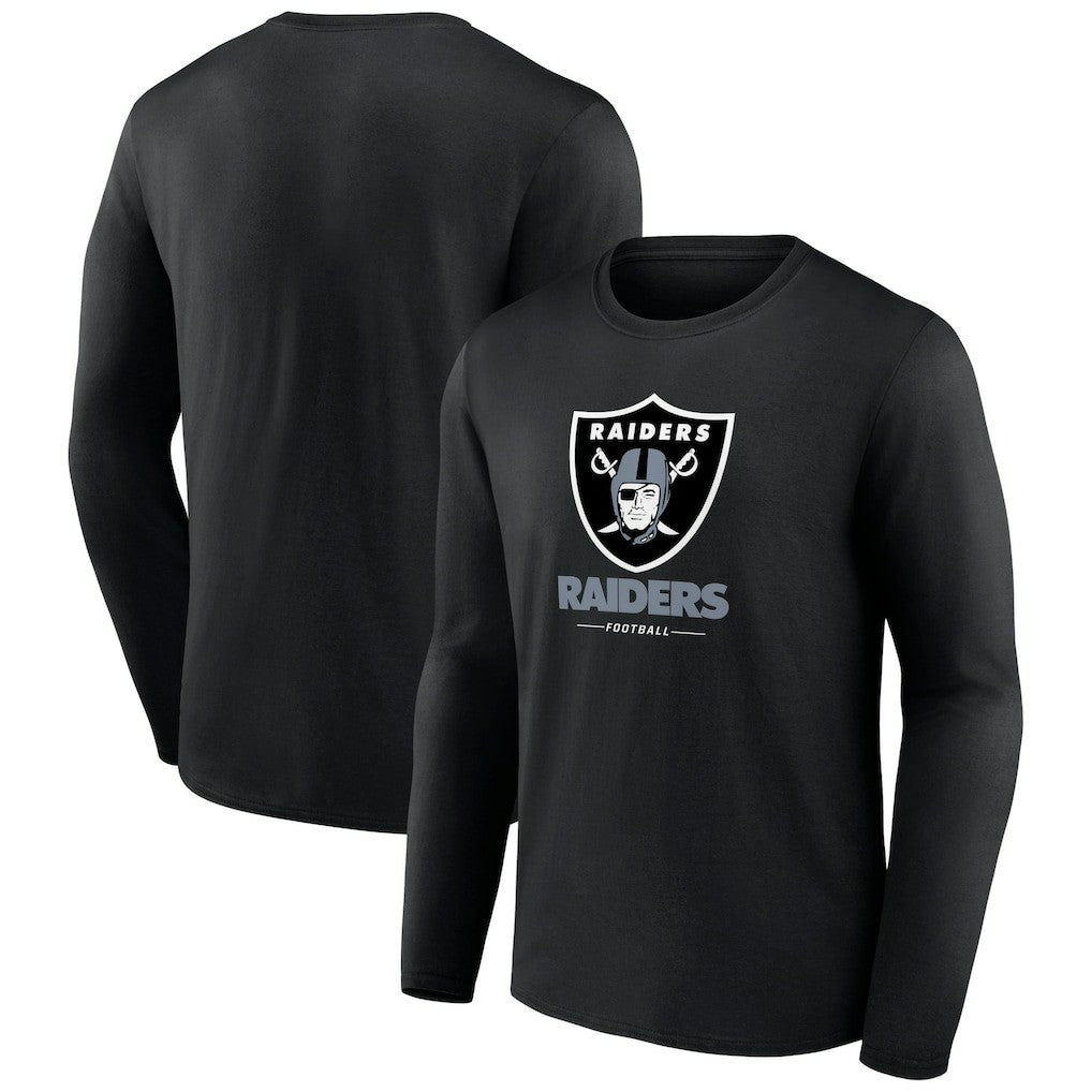 Las Vegas Raiders Logo Team Lockup Long Sleeve T-Shirt - Black - NFL