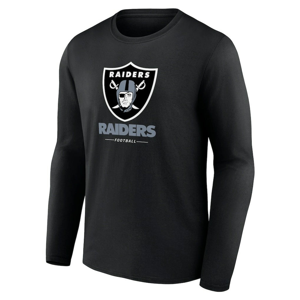 Las Vegas Raiders Logo Team Lockup Long Sleeve T-Shirt - Black - NFL