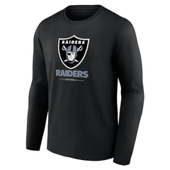 Las Vegas Raiders Logo Team Lockup Long Sleeve T-Shirt - Black - NFL