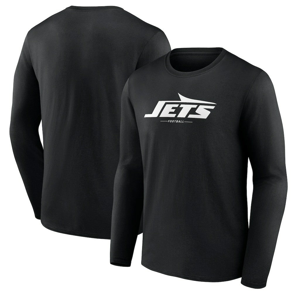 New York Jets Logo Team Lockup Long Sleeve T-Shirt - Black - NFL