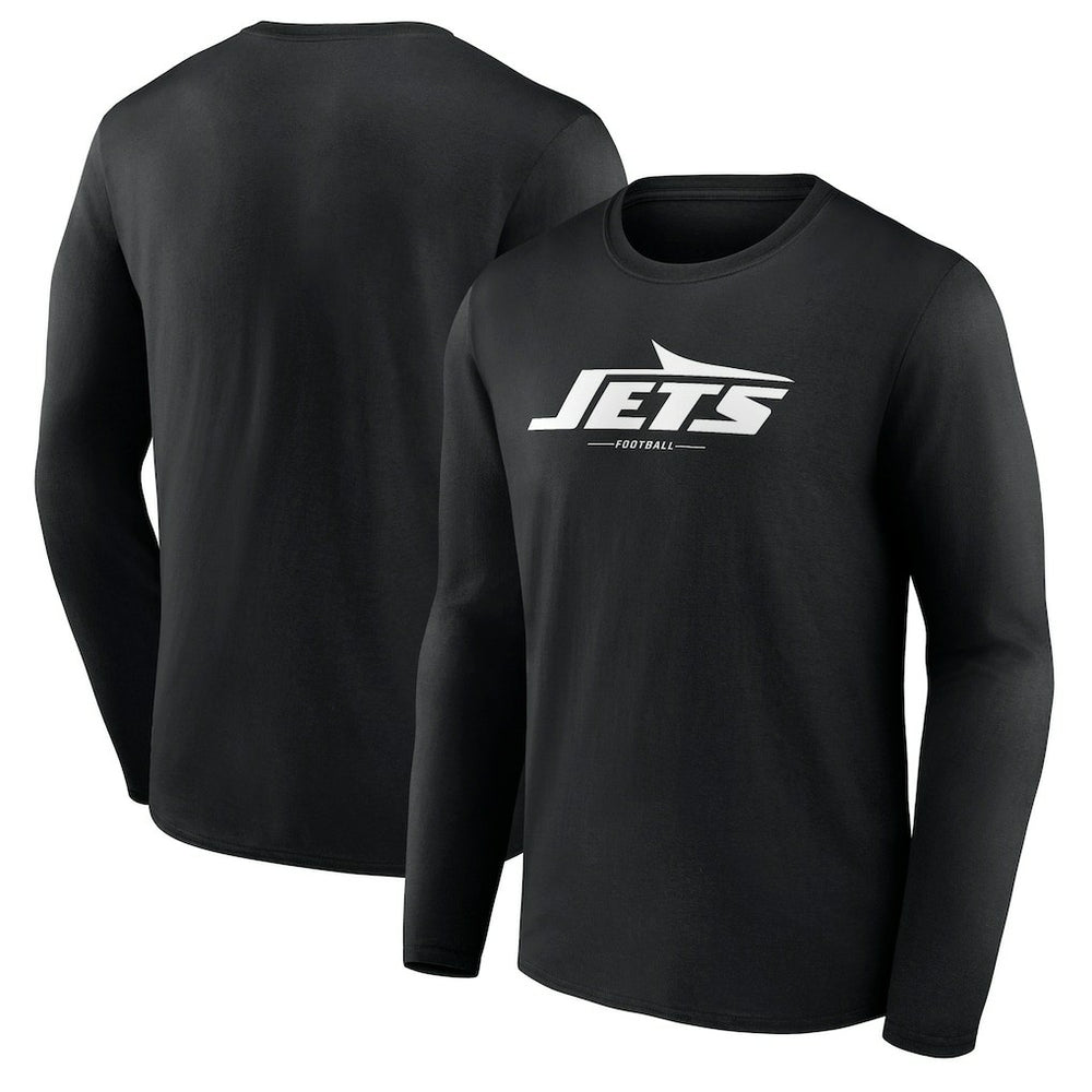 New York Jets Logo Team Lockup Long Sleeve T-Shirt - Black - NFL