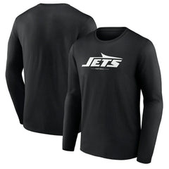 New York Jets Logo Team Lockup Long Sleeve T-Shirt - Black - NFL