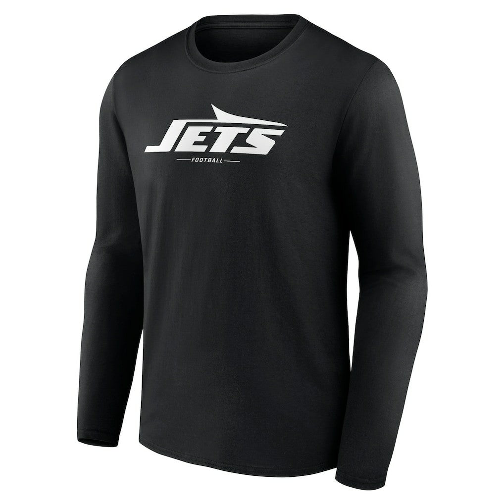 New York Jets Logo Team Lockup Long Sleeve T-Shirt - Black - NFL