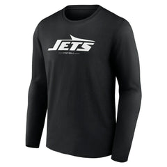 New York Jets Logo Team Lockup Long Sleeve T-Shirt - Black - NFL