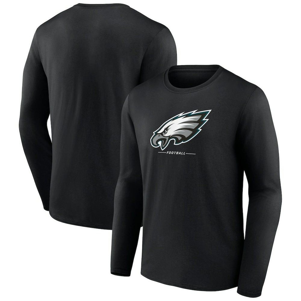 Philadelphia Eagles Logo Team Lockup Long Sleeve T-Shirt - Black - NFL
