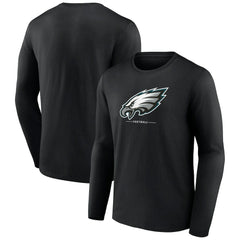 Philadelphia Eagles Logo Team Lockup Long Sleeve T-Shirt - Black - NFL