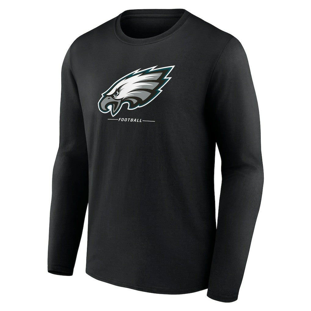 Philadelphia Eagles Logo Team Lockup Long Sleeve T-Shirt - Black - NFL