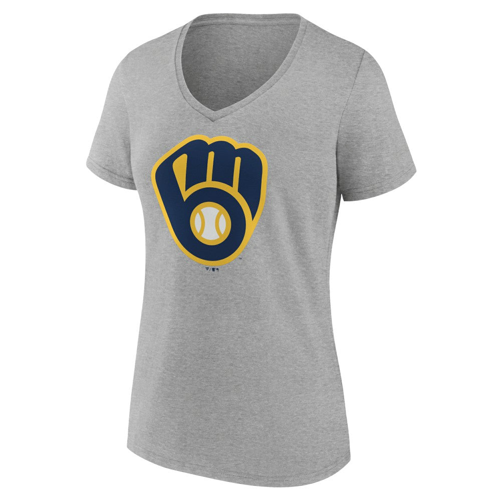 Milwaukee Brewers Women's Official Logo V-Neck T-Shirt Discount