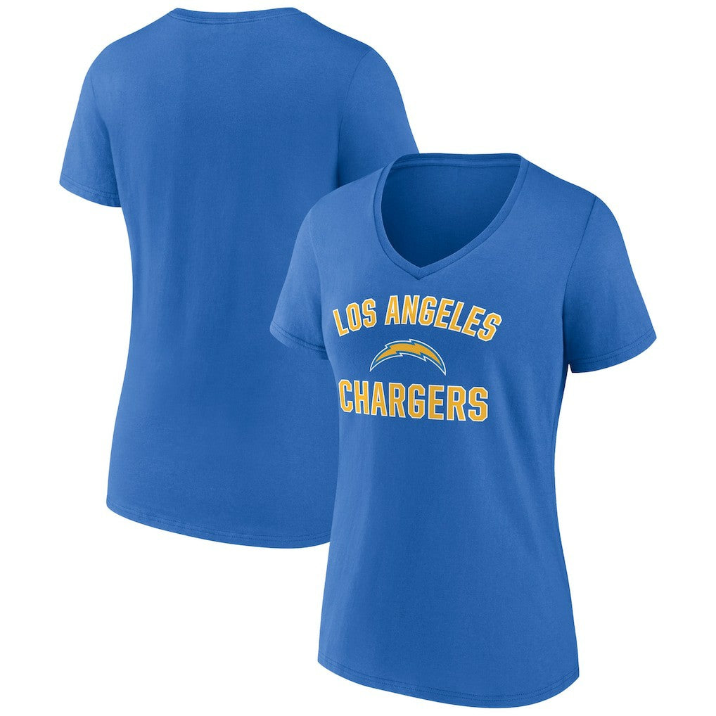 Los Angeles Chargers Women's Victory Arch Team V-Neck T-Shirt - Powder Blue - NFL
