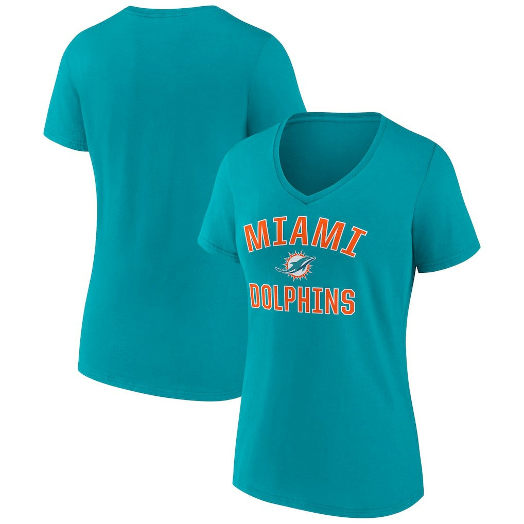 Miami Dolphins Women's Victory Arch Team V-Neck T-Shirt - Aqua - NFL