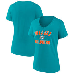 Miami Dolphins Women's Victory Arch Team V-Neck T-Shirt - Aqua - NFL