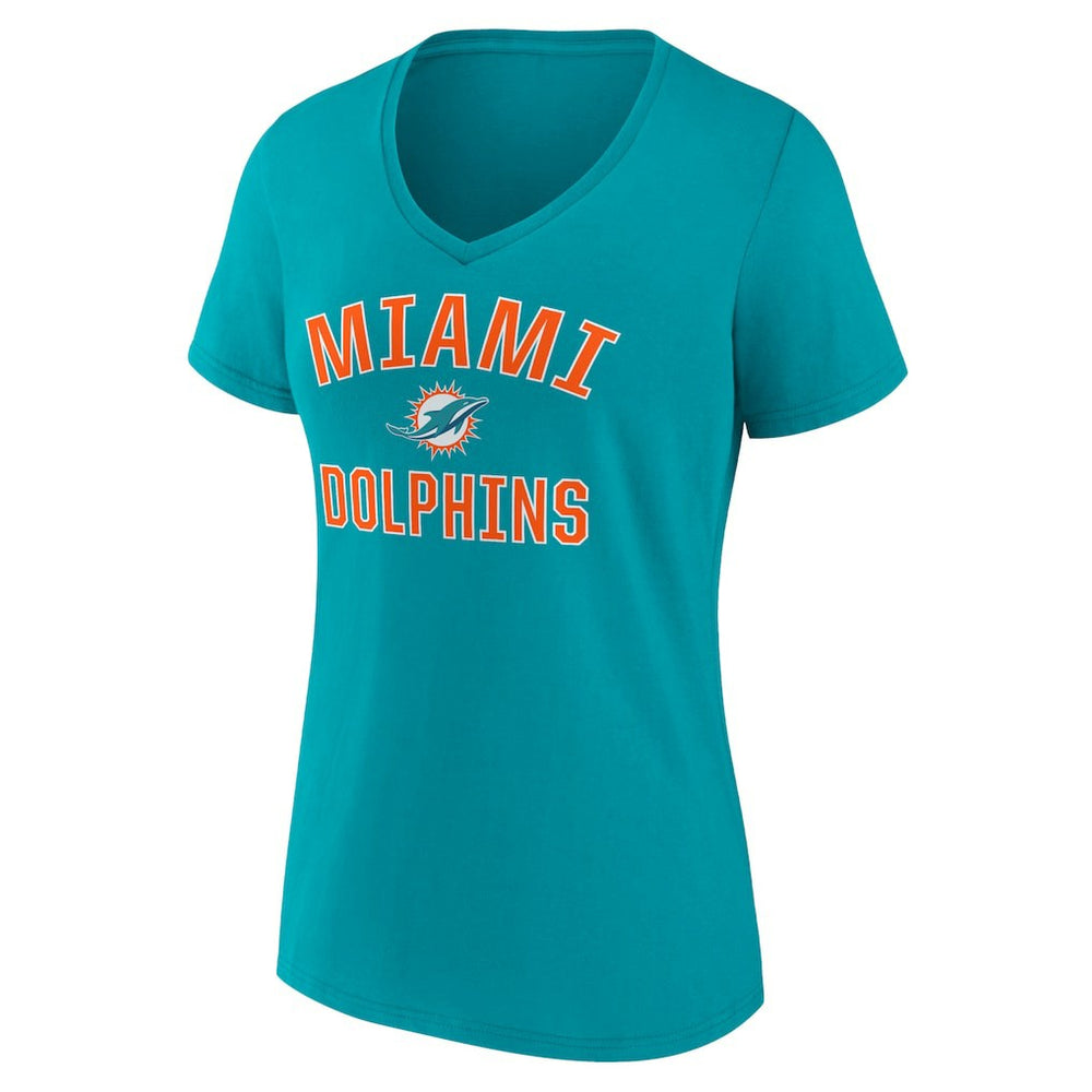 Miami Dolphins Women's Victory Arch Team V-Neck T-Shirt - Aqua - NFL
