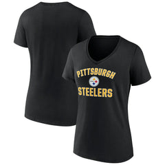 Pittsburgh Steelers Women's Victory Arch Team V-Neck T-Shirt - Black - NFL