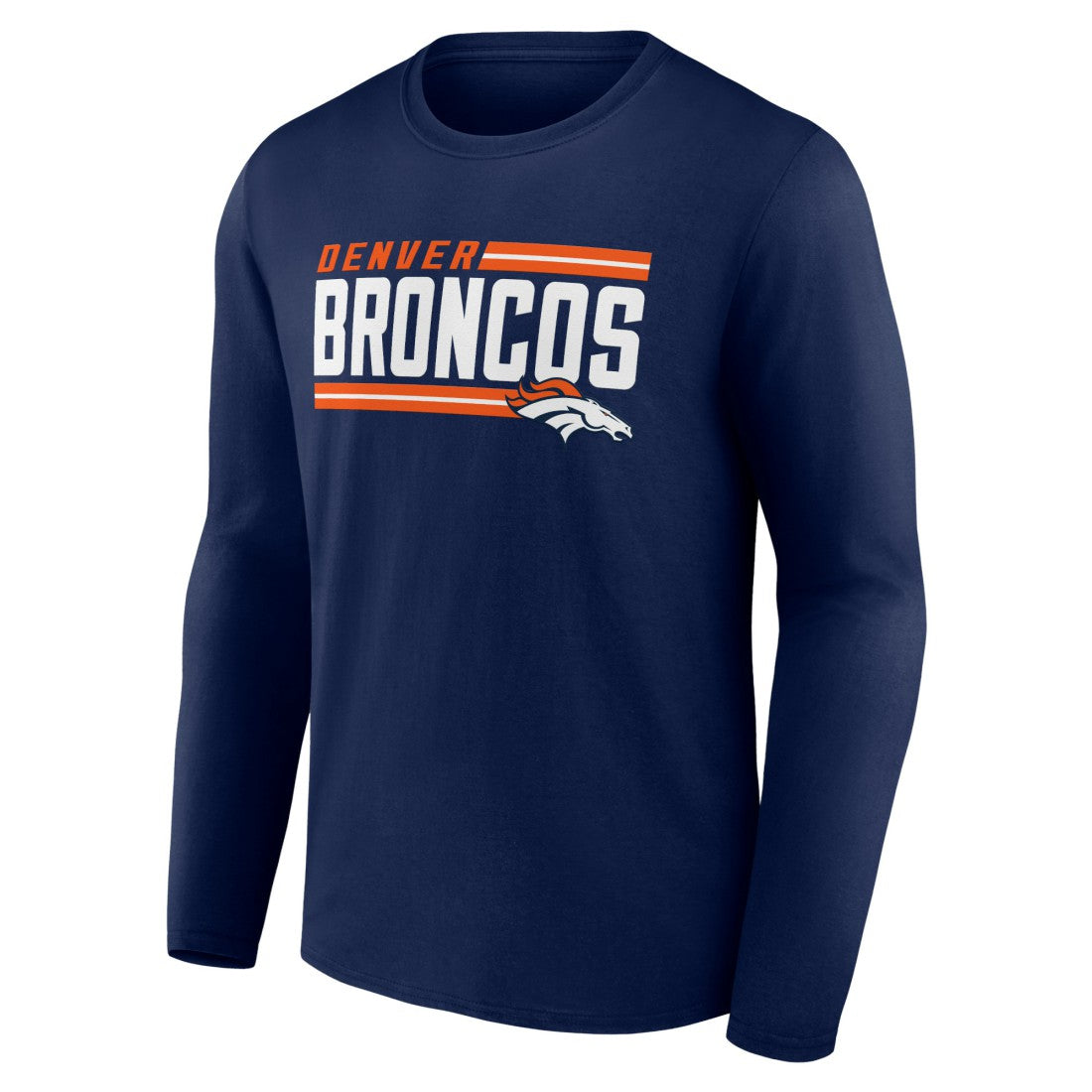 Denver Broncos On Side Stripe Team Long Sleeve T-Shirt - Navy - NFL