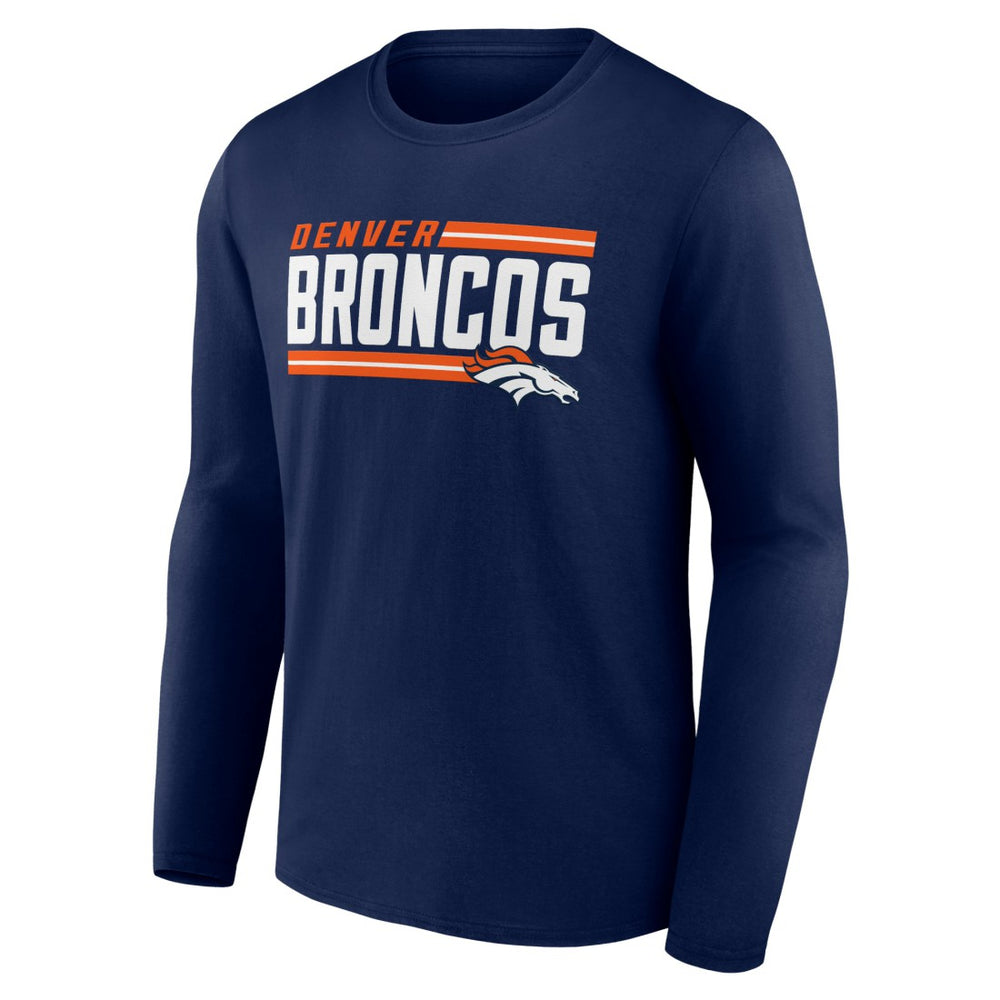 Denver Broncos On Side Stripe Team Long Sleeve T-Shirt - Navy - NFL