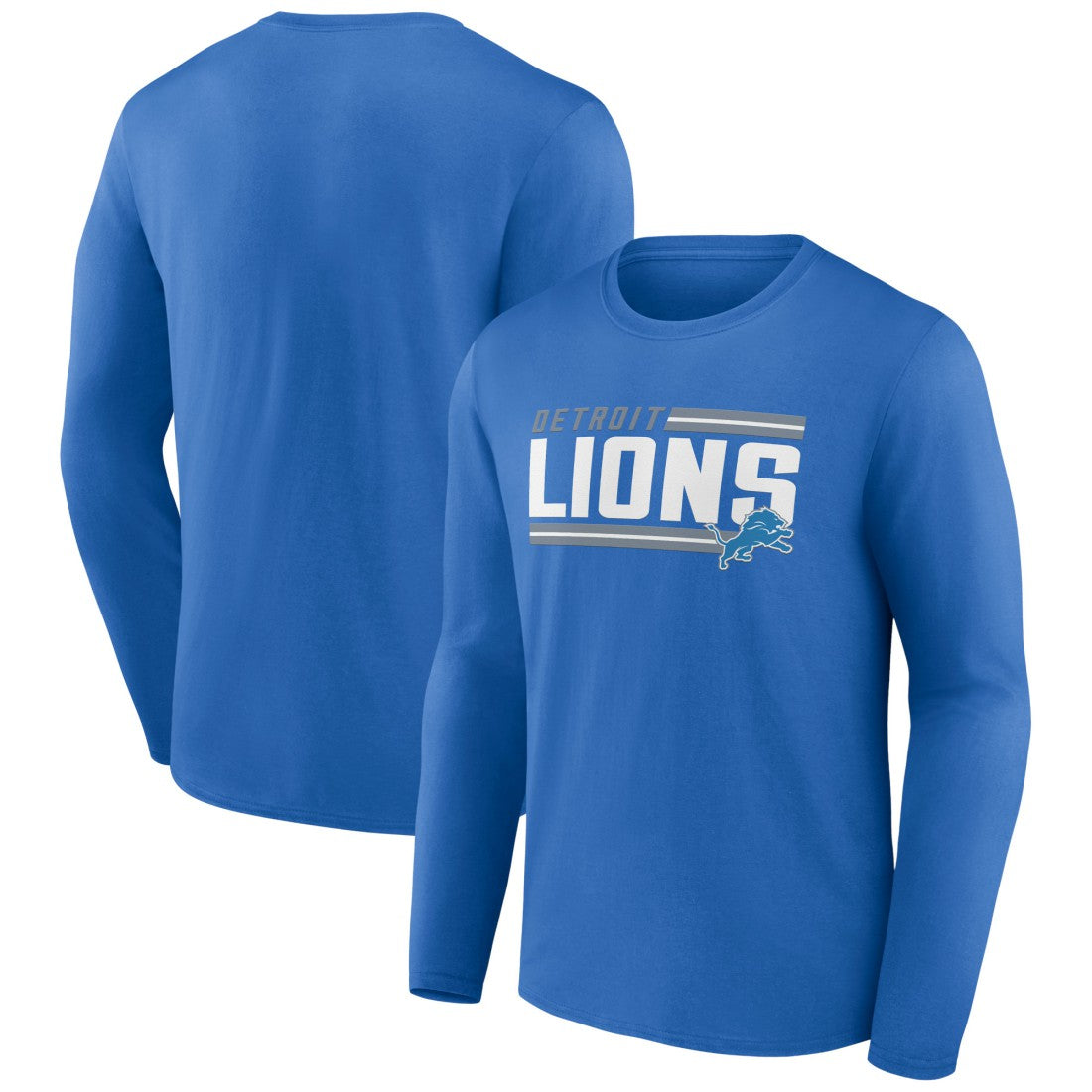 Detroit Lions On Side Stripe Team Long Sleeve T-Shirt - Blue - NFL