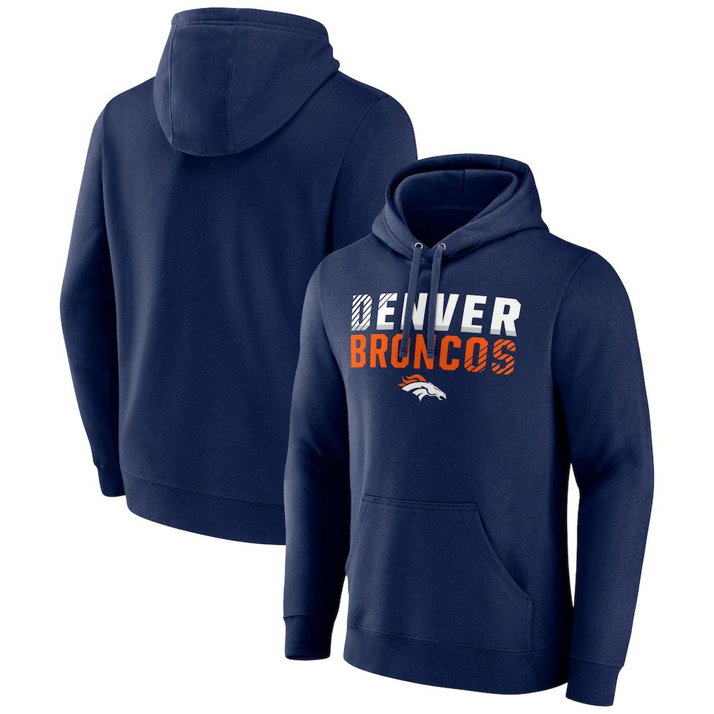 Denver Broncos Team Fade Out Fitted Pullover Hoodie - Navy - NFL
