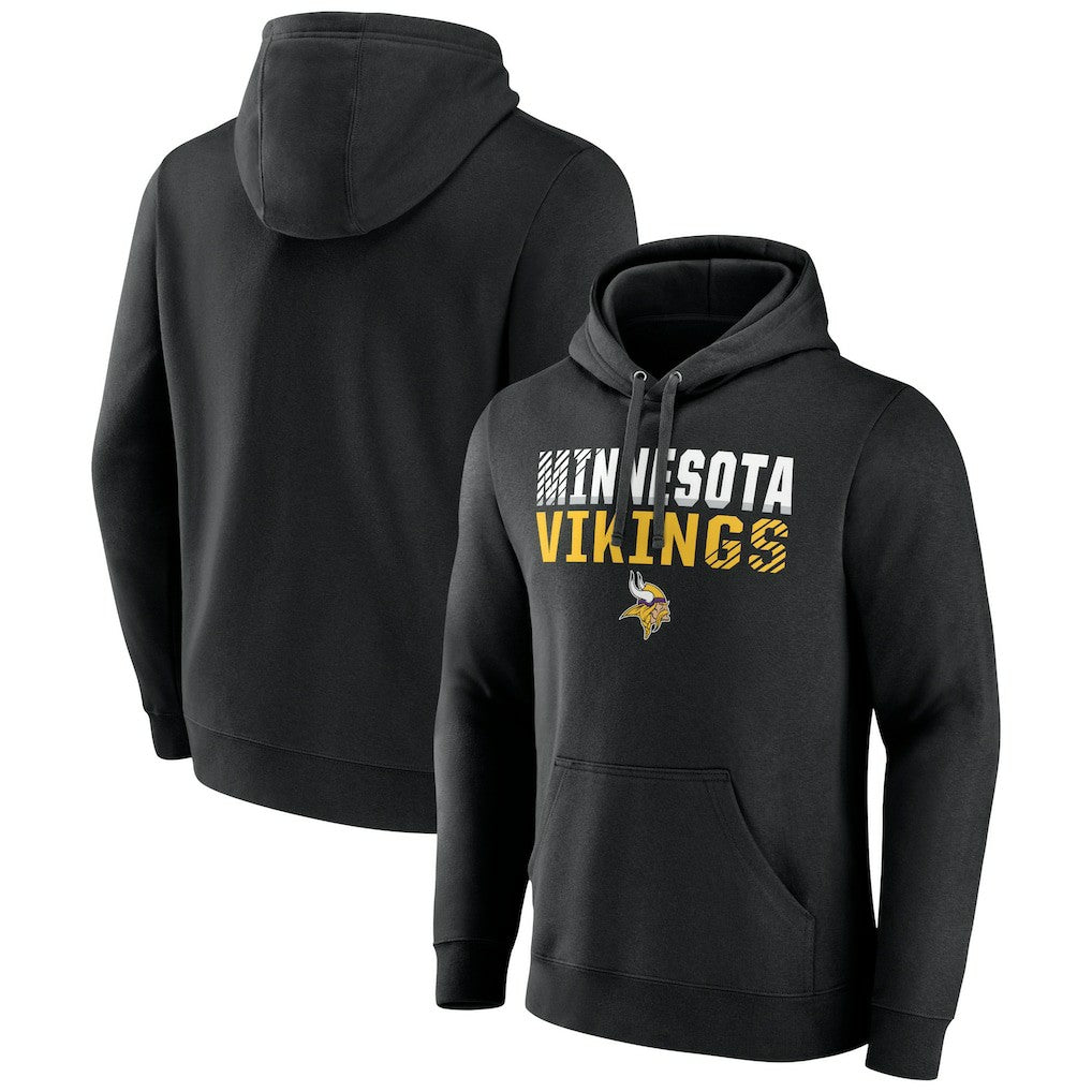 Minnesota Vikings Team Fade Out Fitted Pullover Hoodie - Black - NFL